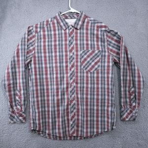 Horny Toad Shirt Adult Large Red Plaid Long Sleeve Button Up Front Pocket Mens